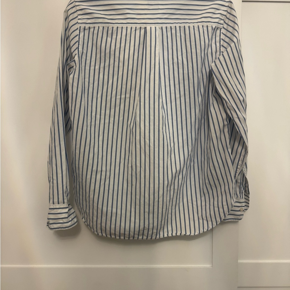 GAP Classic Blue and White Striped Poplin Shirt - Picture 4 of 5